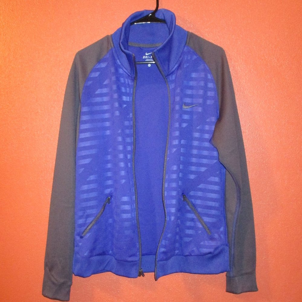 Nike Jacket Woman X Large Purple Gray Full Zip Pockets Outdoors Athletic Jacket